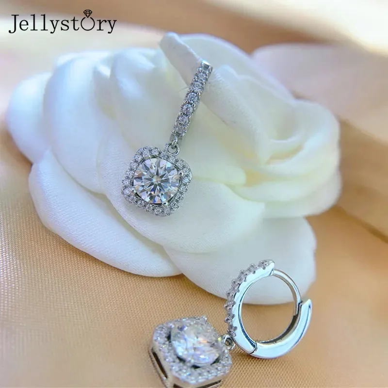 

JellyStory Niche Minimalist Studs for Women S925 Sterling Silver Square Moissanite Non-Fading and Hypoallergenic Daily Jewelry