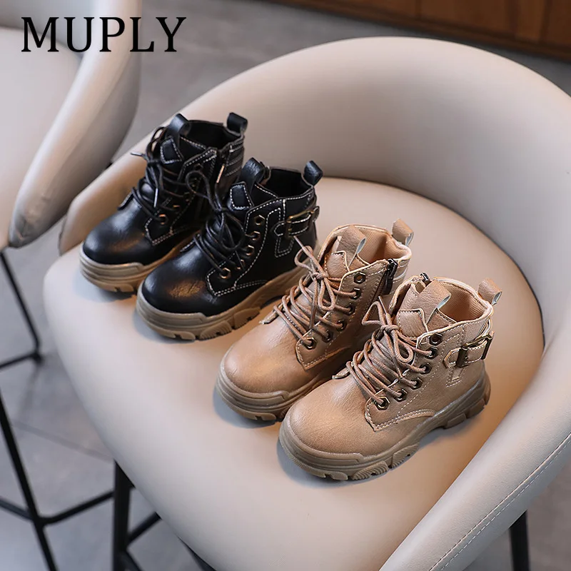 Girls Ankle Boots Fashion Autumn and Winter Non-slip Boys PU Leather Short Boots Children Korea Shoes Fall Toddler Girl Boots