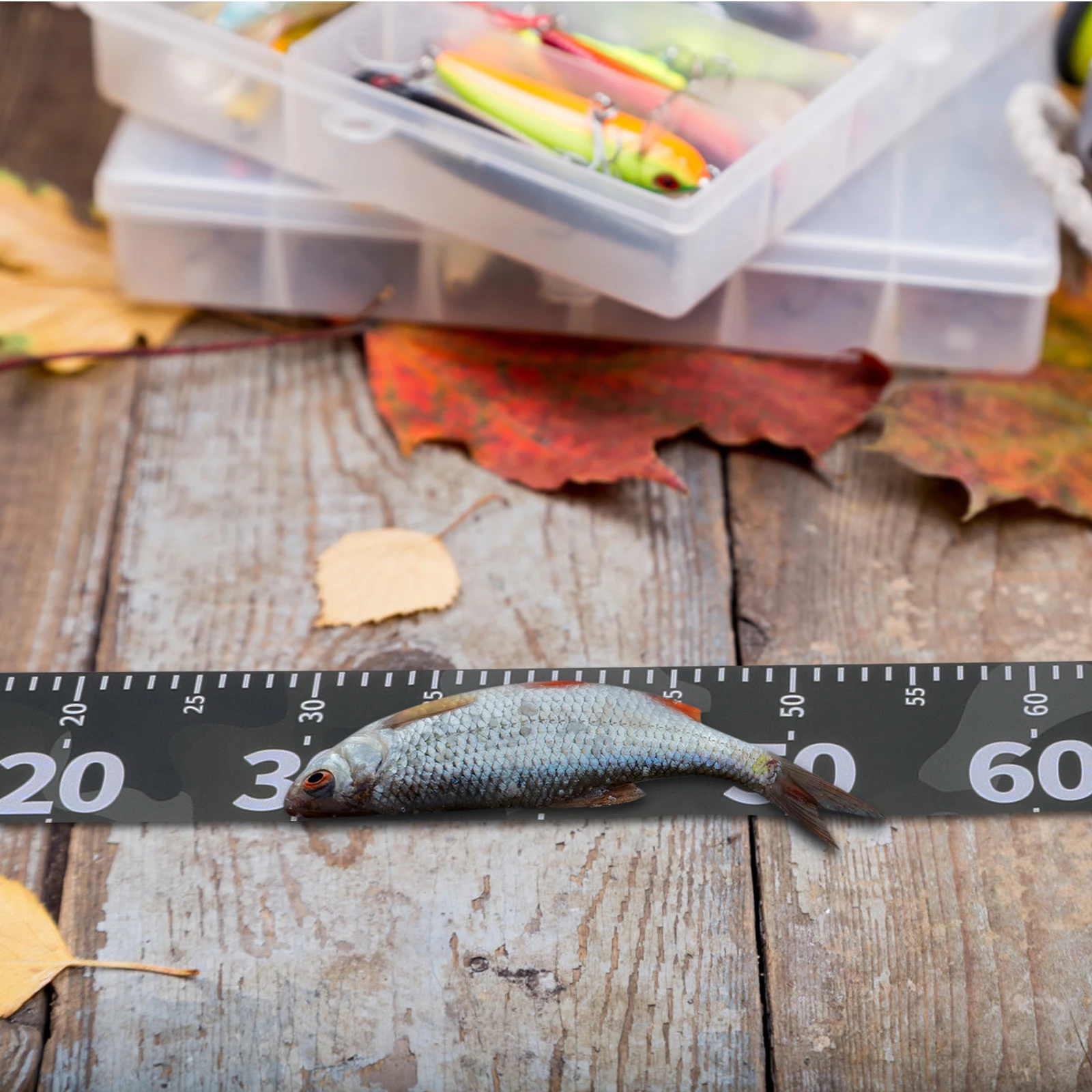

Fish Measuring Ruler Fishing Tape Measure Compact Tool Saltwater Adhesive Back Boat Ruler Deck Scale Small Fish Fishing Supplies