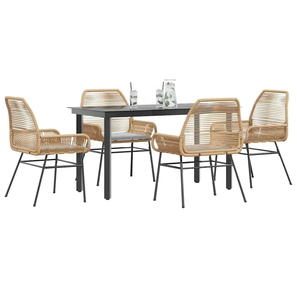 

Brown Black Light Grey Garden Dining Set Outdoor Furniture Patio Table and Chairs Set
