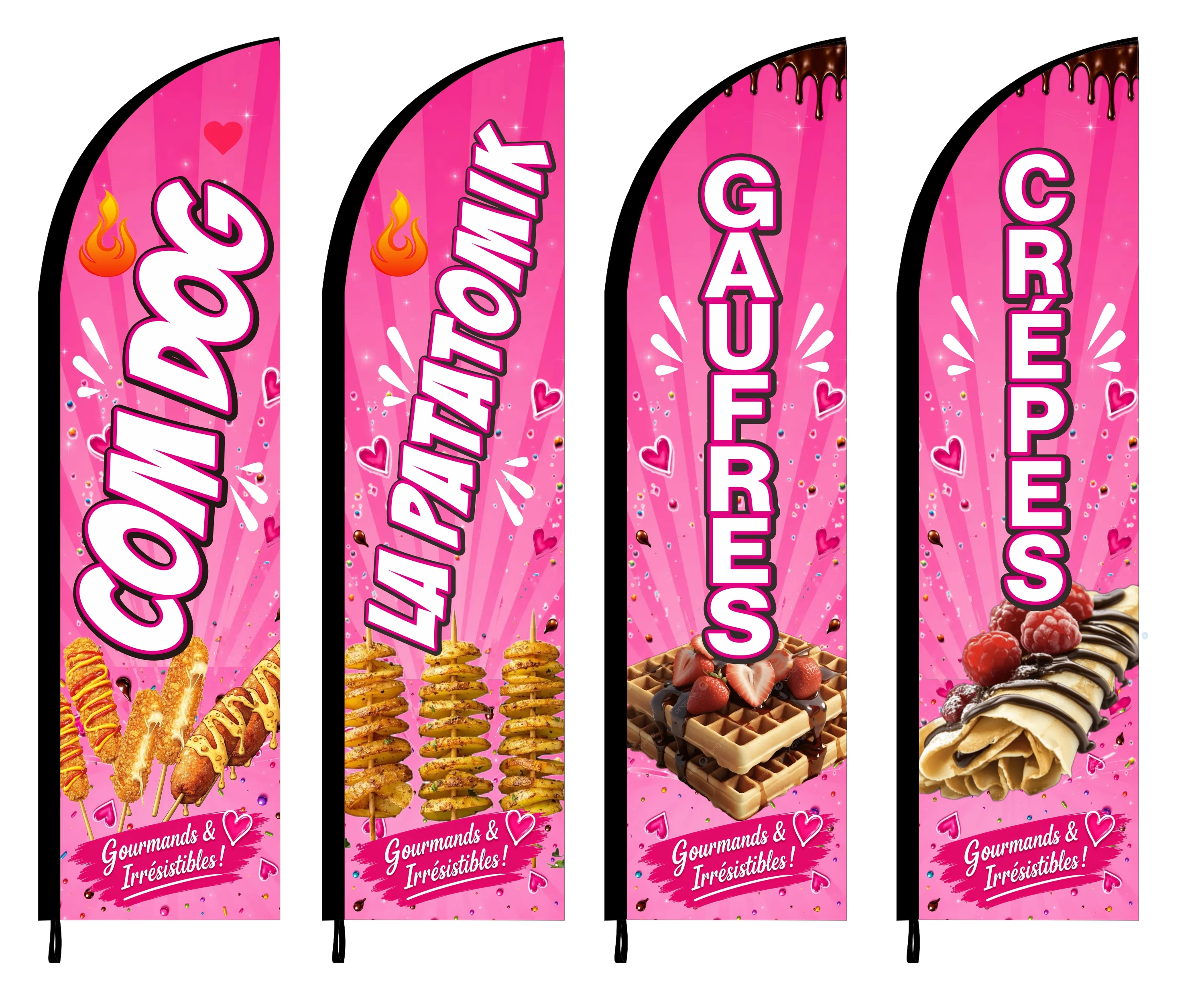 Beach Feather Flag Fabric Only Without Mast, Granitas Gaufres Hot Dog Com Dog La Patatomik Crepes  Potato Waffle, Custom Print