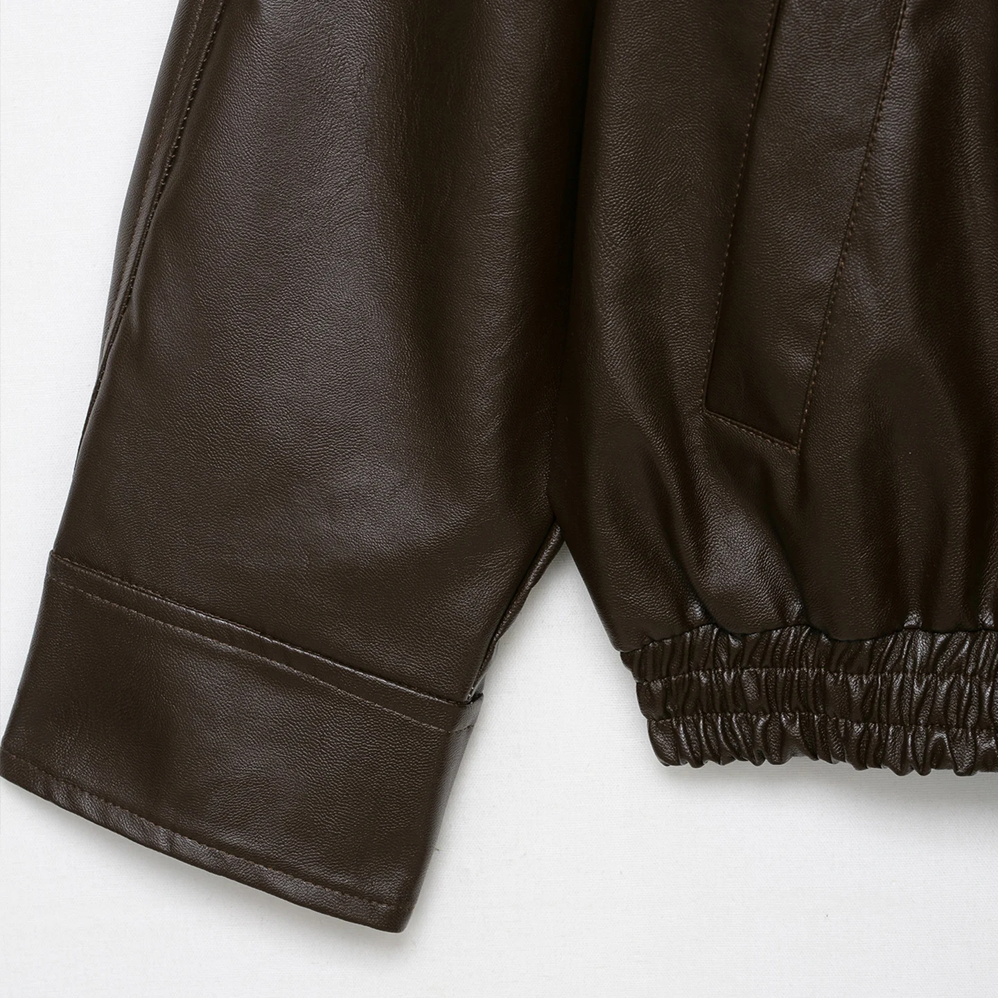 Faionable Pilot Jaet Coat Women's Autumn 2025 Sli Personali Versatile Stand Collar Fake Leather Long Sve Zipper