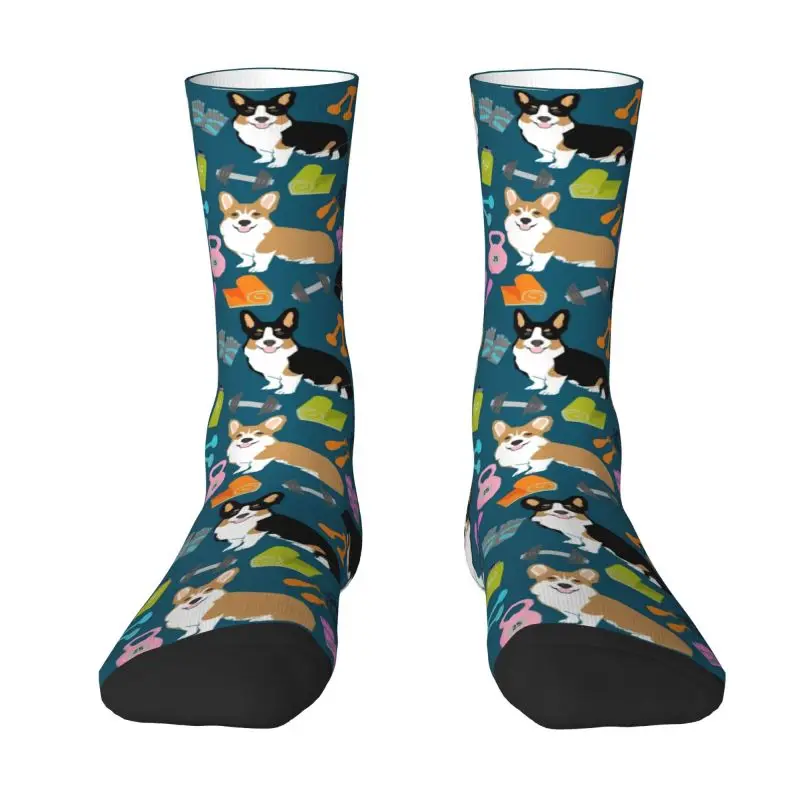 Fun Print Welsh Corgi Dog Socks for Women Men Stretch Summer autunno inverno Crew Socks