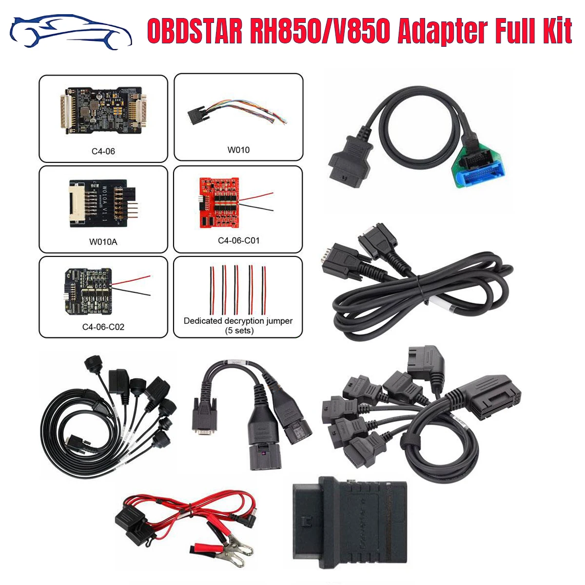 Полный комплект адаптера OBDSTAR RH850/V850 с коллектором MQB ECM001 TCM030 для MQB всех потерянных ключей, сброс подушки безопасности, считывание данных IMMO/конкода