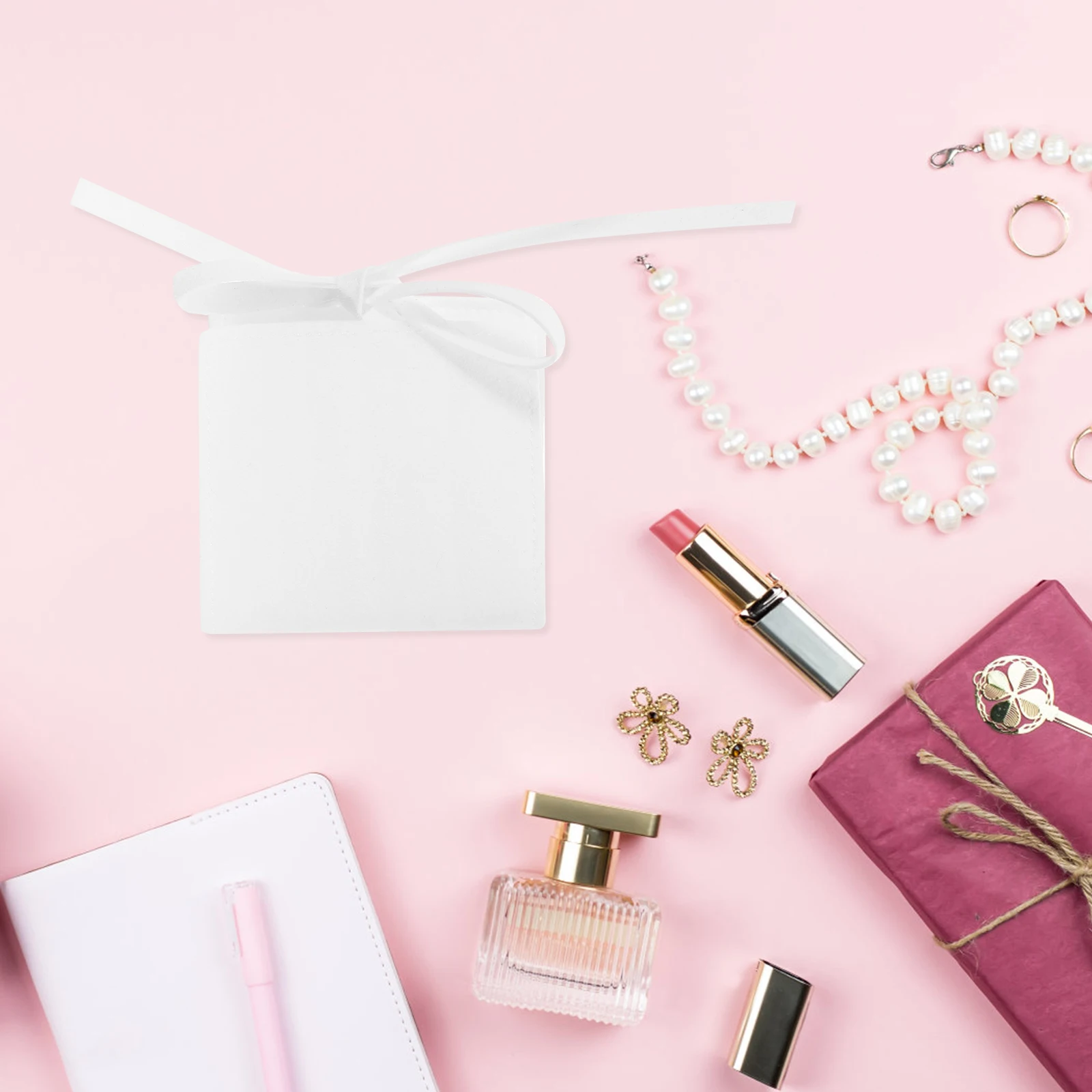 

10 Pcs Jewelry Velvet Bag Small Bags for Pouches Necklace Accessories Baggies White