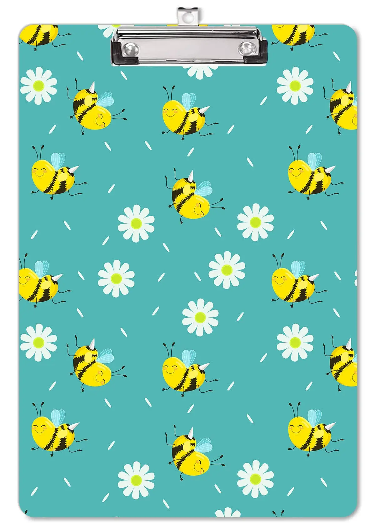 Bee Acrylic Clipboard Cute Pattern Decorative Clipboards Profile Metal Clip Standard for Teacher Student Study Lawyer and Nurse