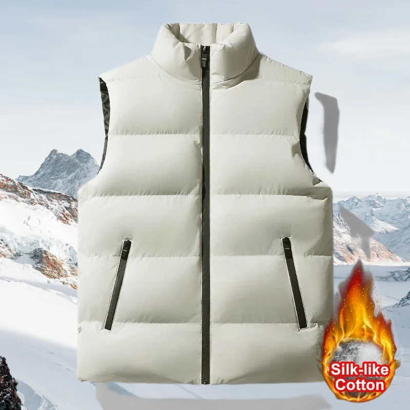 

Осенние мужские жилеты без рукавов, куртки, модные мужские жилеты с хлопковой подкладкой, пальто, мужские теплые жилеты с воротником-стойкой, одежда 5XL