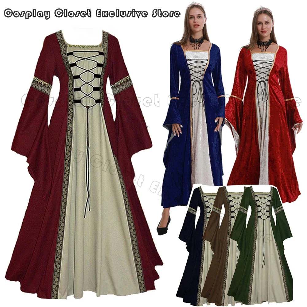 

European Medieval Court Fancy Vampire Cosplay Costume Queen Elegant Dress Halloween Women Carnival Vintage Strapless Performance