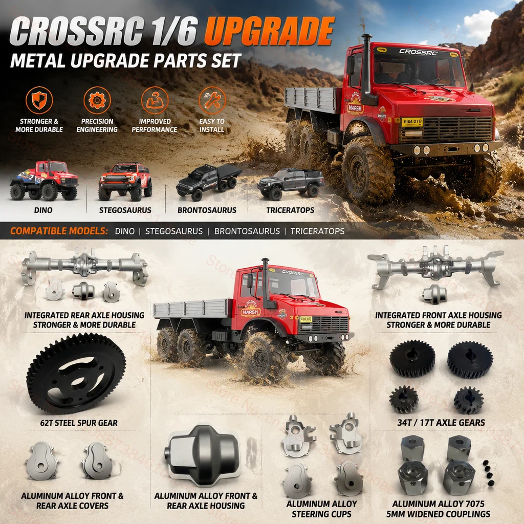 Crossrc 1:6 Big Dinosaur Stegosaurus Brontosaurus Metal upgrade accessorie Front rear axles Steering cup gear Widen 5MM coupler