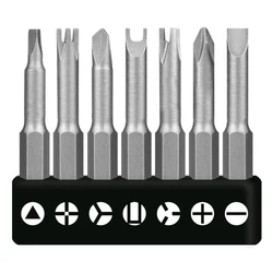 7 Pcs 50mm Screwdriver Bit Triangle(2.6) Y1 U2.6 Three Points Four Points PH2 SL Head 6.35mm Hex Shank For Electric Driver Tool