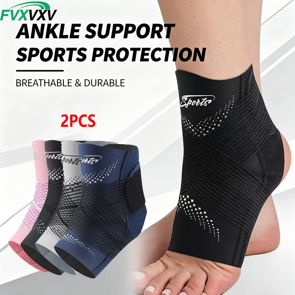 2 Stück Fuß- und Knöchelstützbandage, Kompressionsmanschette mit verstellbarem Riemen, elastische Bandage für Plantarfasziitis, Sportbandage-Socke