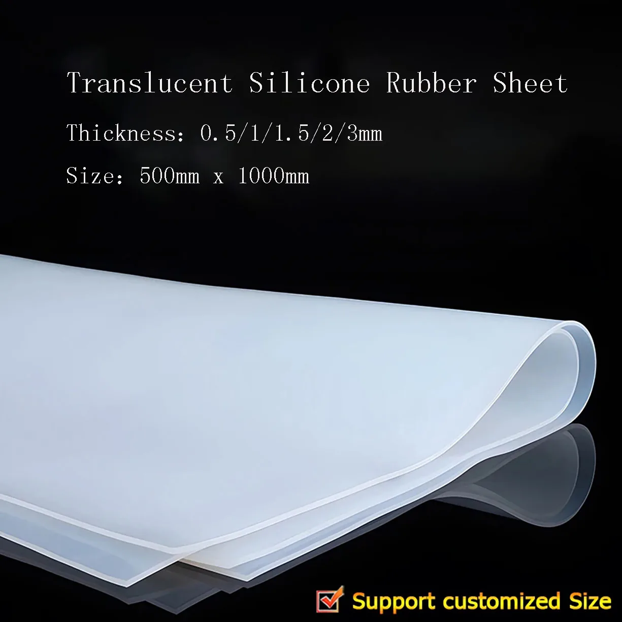 1Pcs Translucent Silicone Rubber Sheet High Temp Resistance Food Grade Silica Gel Plate Thickness 0.5mm--3mm Size 500mm x 1000mm