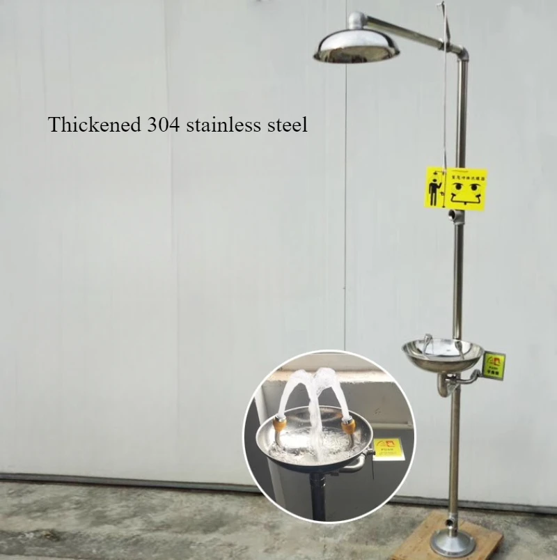 

304 Stainless Steel Composite Emergency Spray Factory Inspection Shower Vertical Eye Washer Genuine Benshang