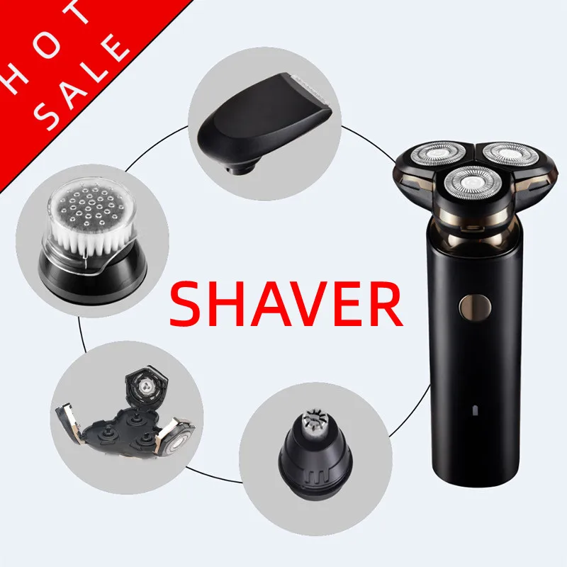 Electric multi-function 4 IN 1 shaver portable usb rechargeable three-head full-body wash beard knife