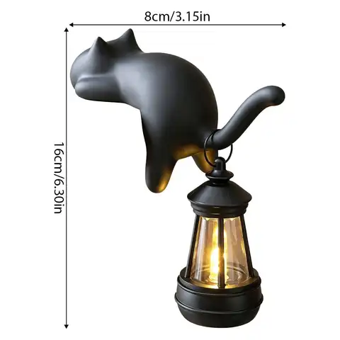 3D Printed Cat-Shaped Wall Hook Cute Inverted Hanging Bookshelf Lantern with Lantern Creative Wall Key Rack Desktop Decor