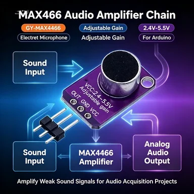 10Pcs GY-MAX4466 MAX4466 Adjustable Gain Microphone Amplifier Board for Arduino