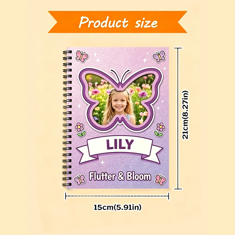 1pcPersonal Custom Photo Name Spiral Notebook,New Term Surprise Gift,For Pupil Girls,Backpack Carry,Home School Creative Writing