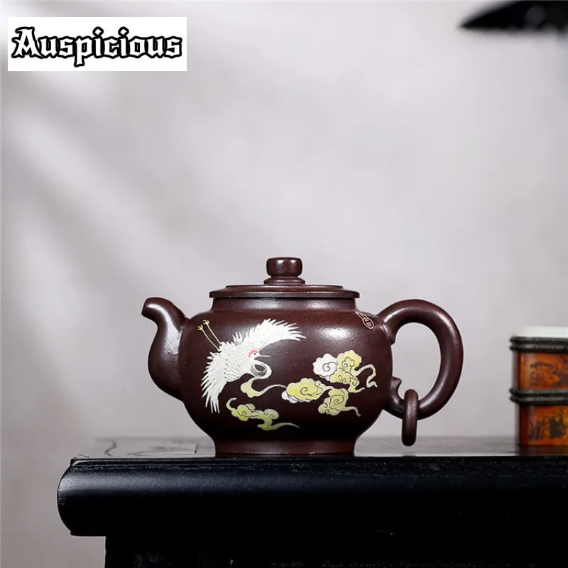 350ml Retro Yixing Purple Clay Teapots Master Handmade Clouded Crane Pot Raw Ore Mud Kettle Strainer Zisha Tea Set Tea Ceremony