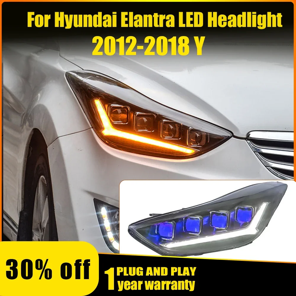 

2pcs Head Lamp for Hyundai Elantra LED Headlight 2012-2018 Headlights Elantra DRL Turn Signal High Beam Angel Eye Projector Lens