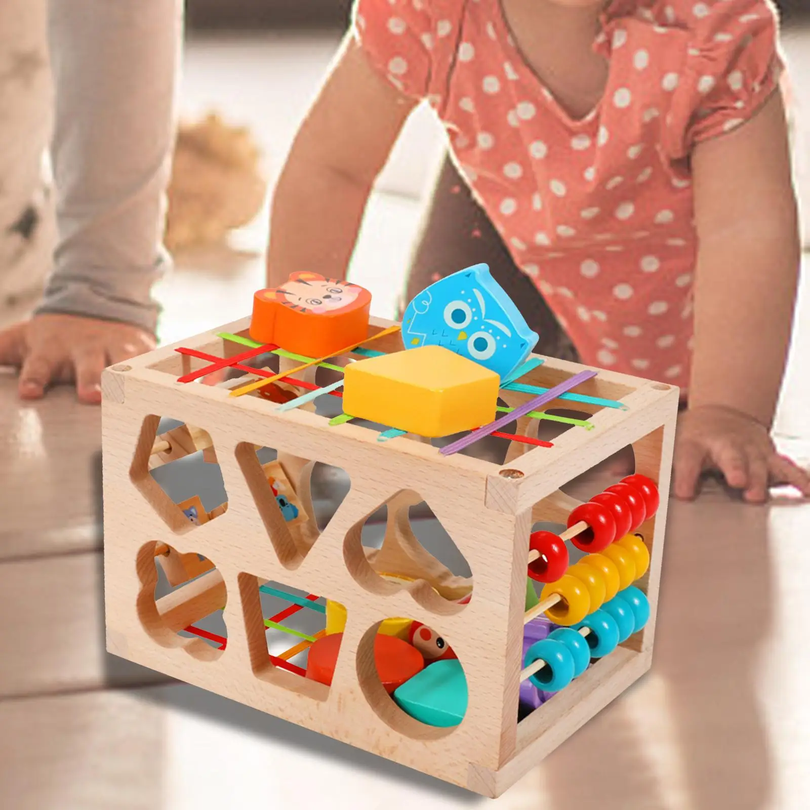 Shape Sorter Matching Activity Educational Motor Skills Training Wooden Sensory