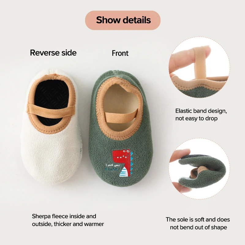 Baby Anti-slip Socks Newborn Warm Crib Floor Shoes with Rubber Sole for Children Boy Toddler Foot Girl Infant Cute Kids Slippers