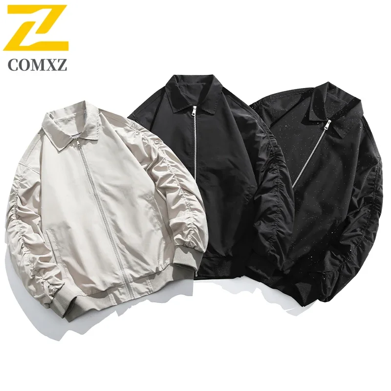 Spring Korean Style Fashionable Jacket Men Casual Versatile Spot Design Lapel Waterproof Coat Harajuku Street Loose Youth Jacket