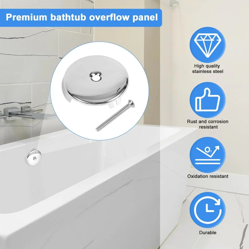 3-1/8 غطاء تصريف من الفولاذ المقاوم للصدأ بفتحة واحدة مع برغي، غطاء تصريف حوض الاستحمام، لوحة تصريف الحمام، كوف تصريف حوض الاستحمام العالمي (فضي) #5