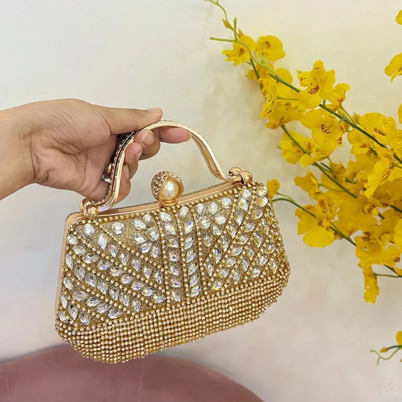 

Gorgeous and shiny diamonds rhinestones tassels handle evening bags for party and wedding