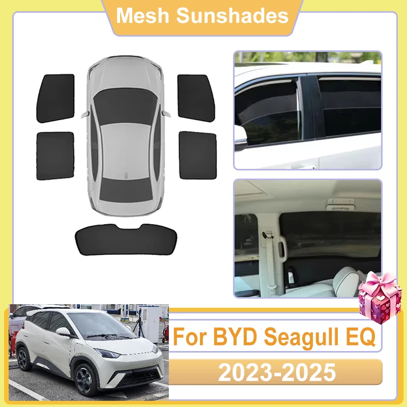 

For BYD Seagull Accessories Dolphin Mini Sur 2023 2024 2025 Car Window Sun Shade Net Cover Anti UV Visors Heat light Shield Mesh