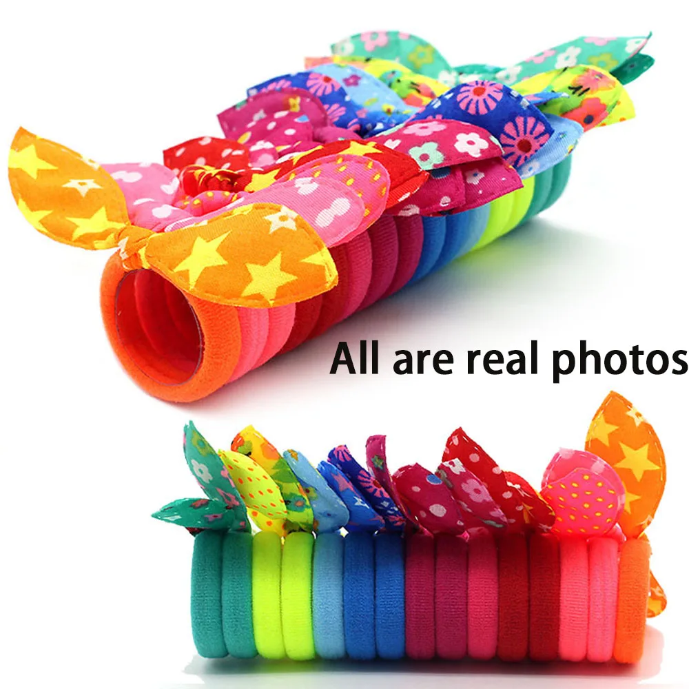 20/50/100Pcs Girls Elastic Hair Bands Cute Bow Hair Ties Ponytail Holder Headband Baby Rubber Band