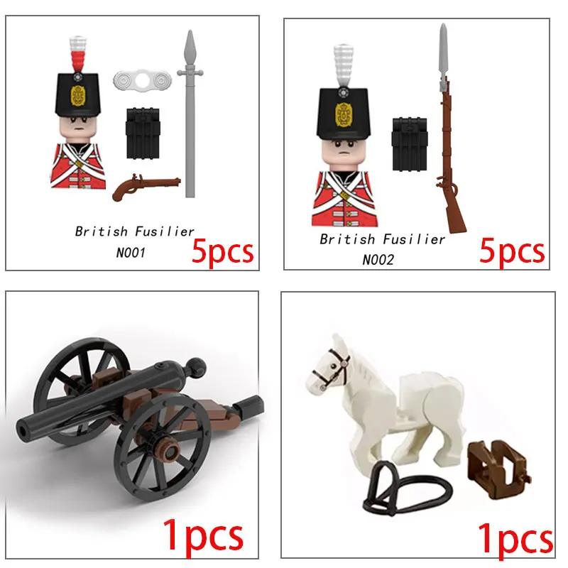 Napoleonic Wars Solider Gun Sword Cannon Medieval Figures Building Blocks French Russia Army Weapons Accessories Brick Toys Gift