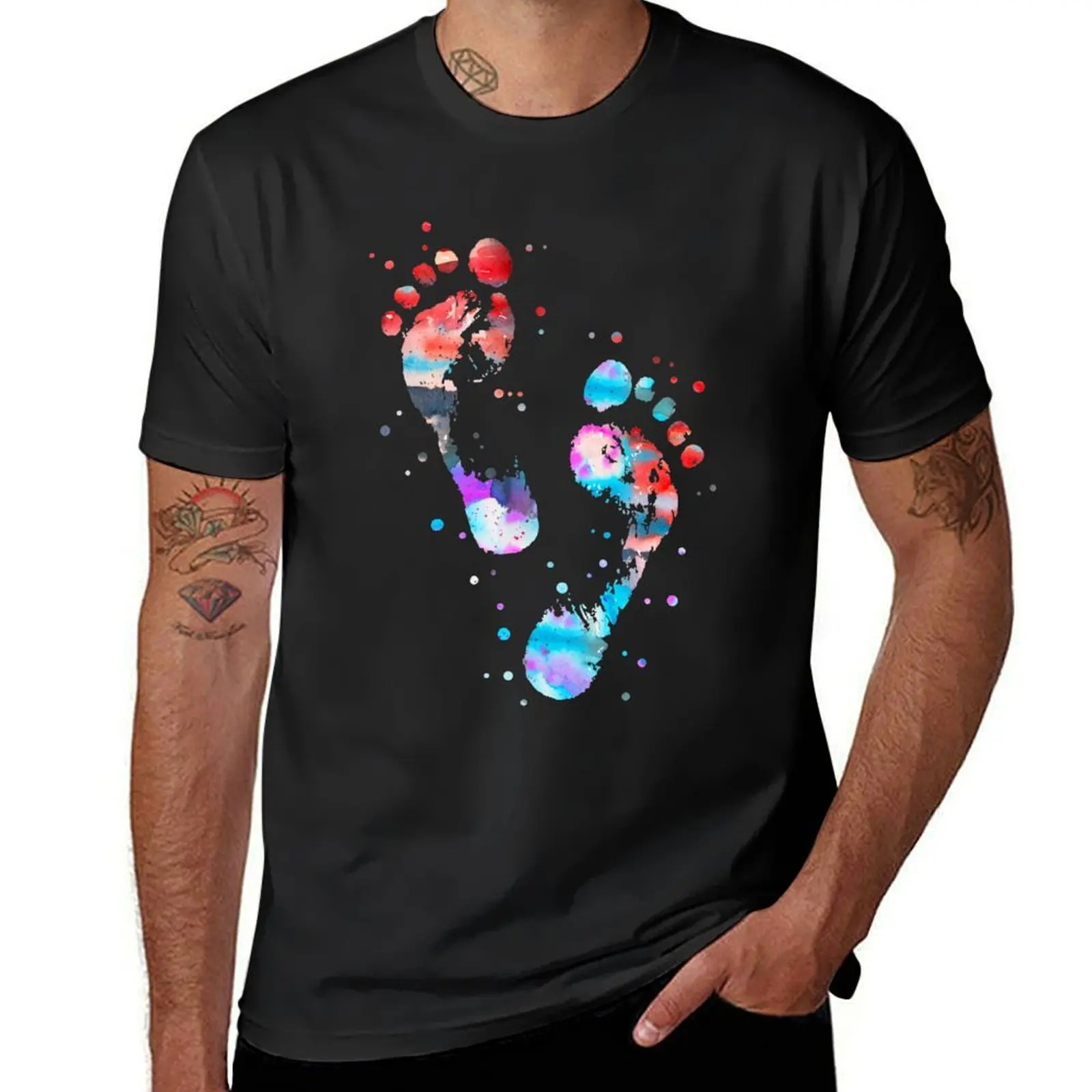 

Footprint, human footprint T-Shirt fashion shirts man t shirt plus size clothes big and tall t shirts for men