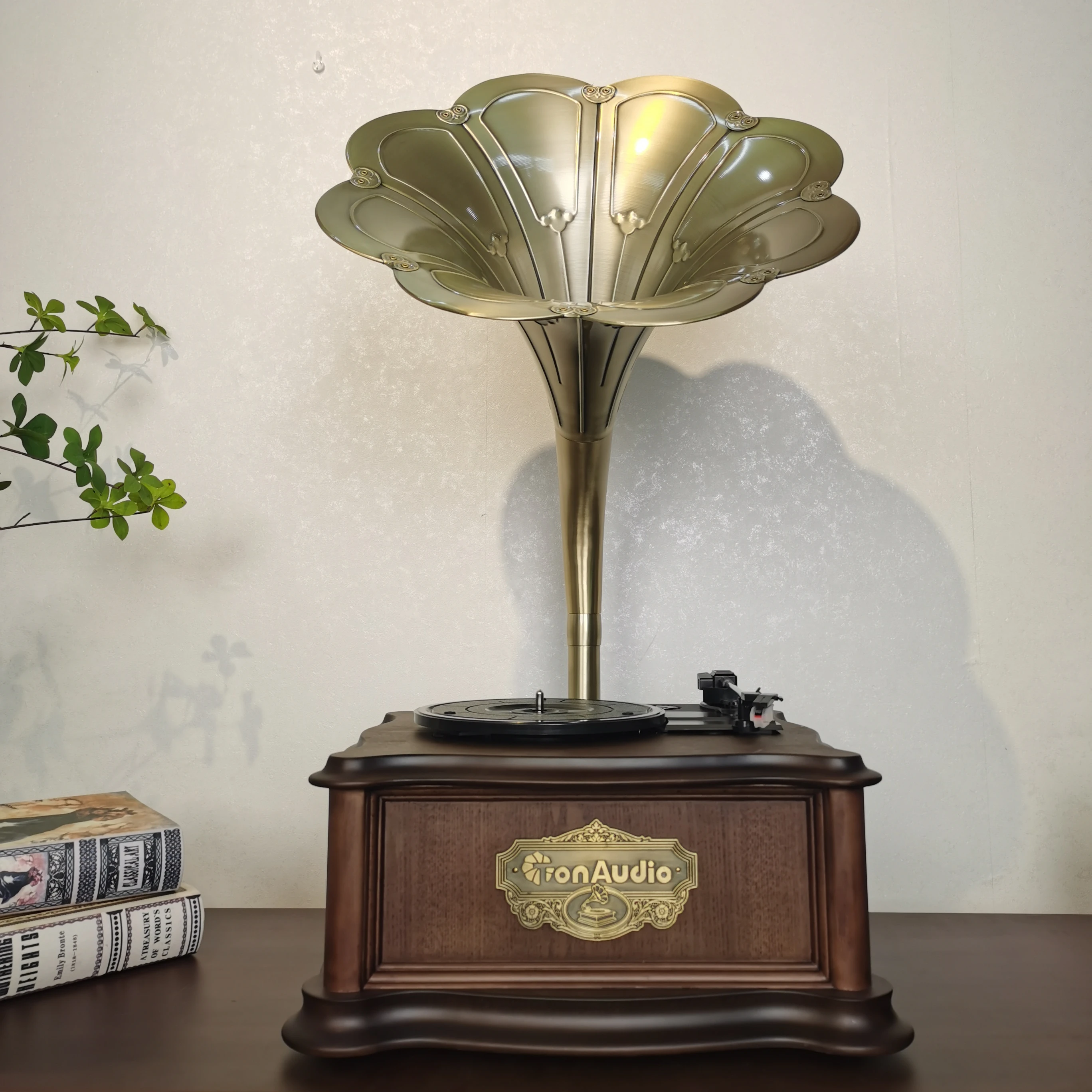 Tonaudio Gramophone Wood Vinyl Record Player with 5V USB for Home Living Room Plays LP Records