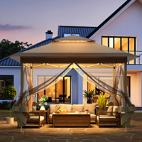 Garden Gazebo 3.3x3.3m Waterproof Party Tent Pop-up Folding Gazebo with Mosquito Net Outdoor Canopy Events Tent Patio Tent