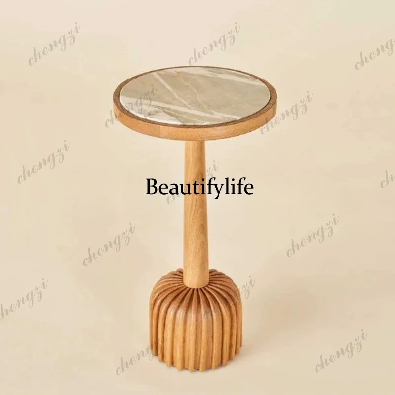 Retro solid wood coffee table log style, creative light luxury household corner few Nordic small bar counter