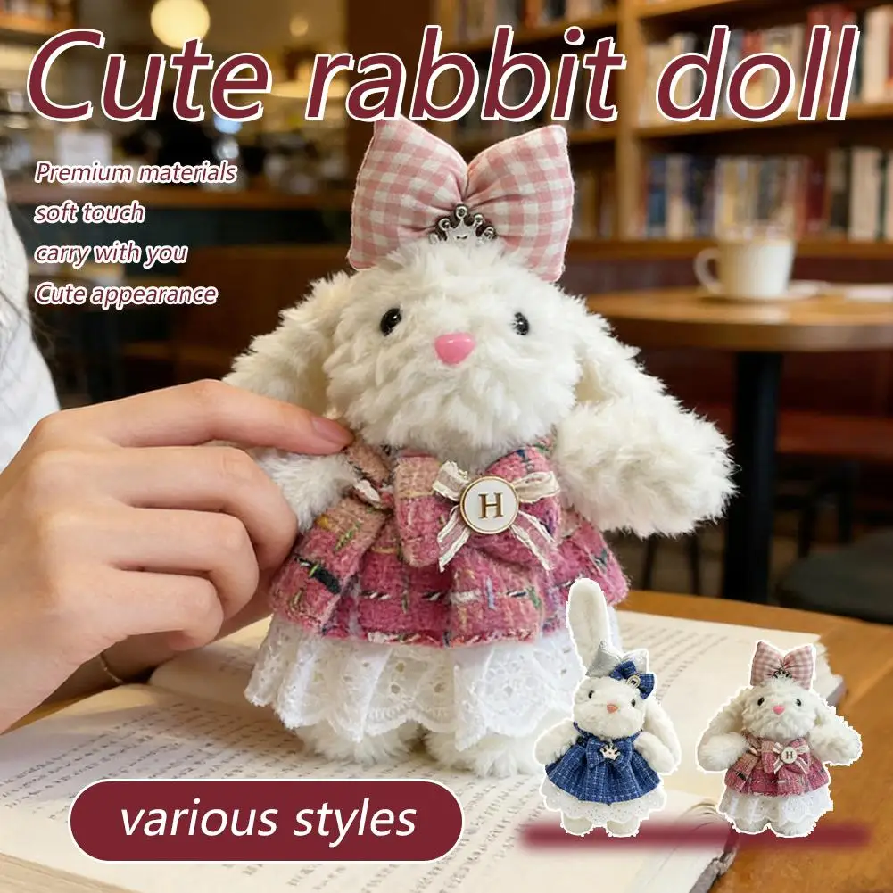 

Fuzzy Rabbit Doll Cute Kawaii Stuffed Plush Toy Wearing Skirt Rabbit Doll For Girl's Birthday Gift Soft Sofa Room Decor Cus G5T6