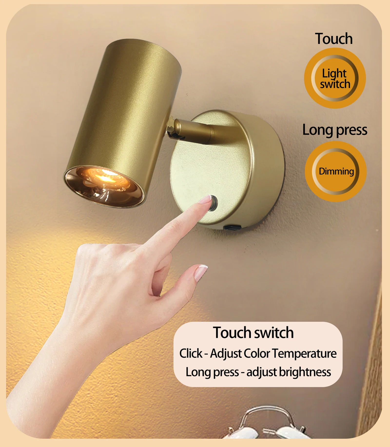 LED Modern Minimalist Remote Charging Wall Lamp 5200mAh Magnetic Suction Installation Touch 3-Color Bedroom Living Room Lighting