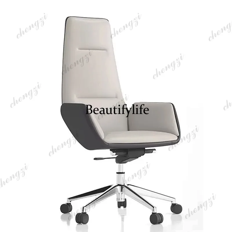 

Modern Simple Office Boss Chair Italian Light Luxury Leather Computer Chair Business President Class Chair