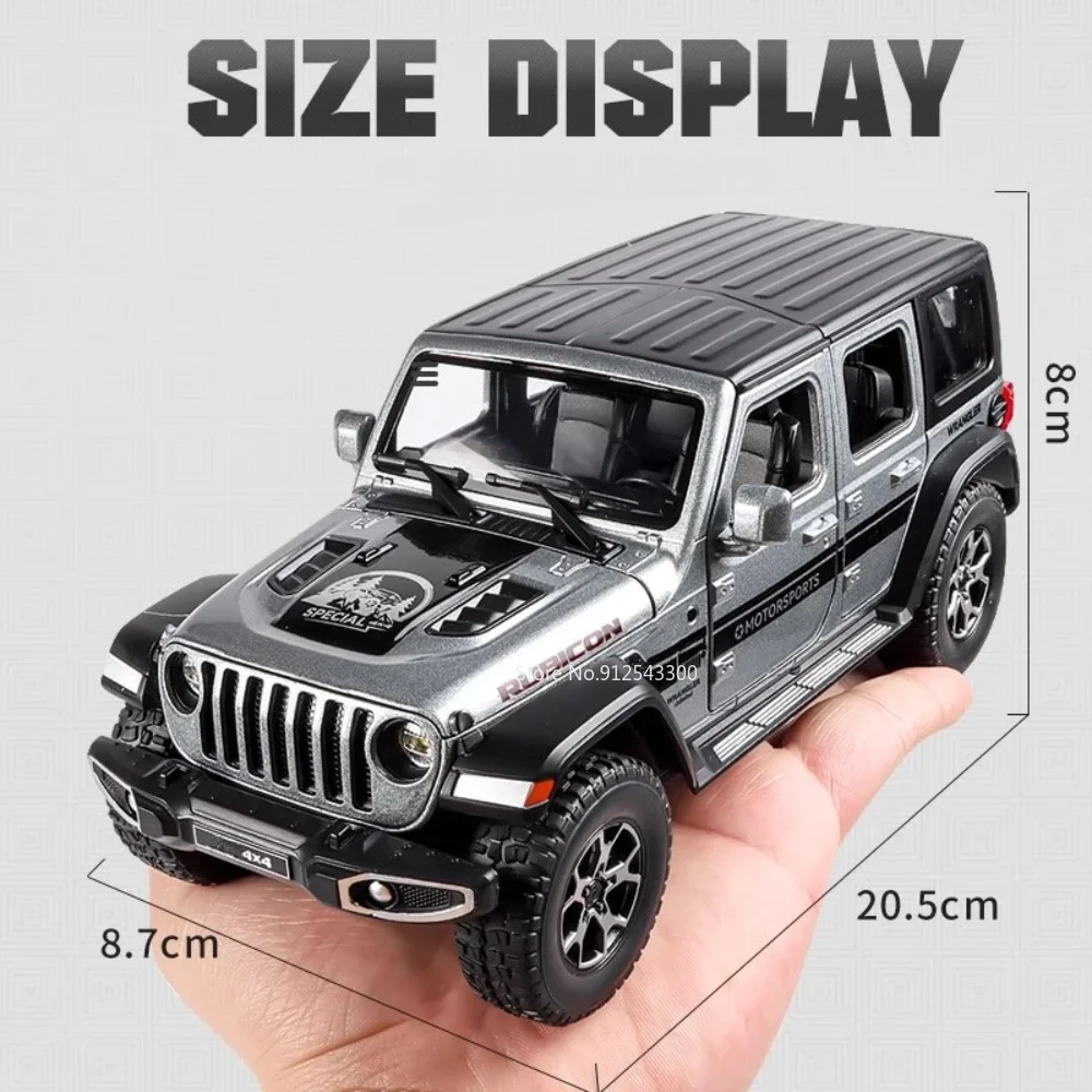 1:22 Schaal Wrangler Rubicon Model Auto Speelgoed Diecast Metal Pull Back Geluid Licht Terreinwagen Modellen Speelgoed voor kinderen Presenteert