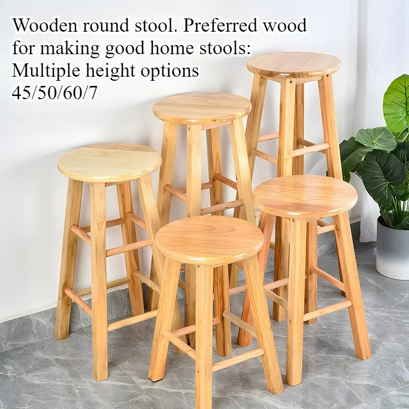 High Stool Bar Chair Household High Stool Solid Wood Chair Workshop High Wood Stool Beauty Stool Nordic Bar Chair
