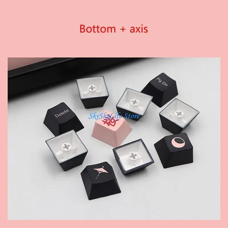 E65E 136 GMK-KEY PBT Keycaps Japanese/English Night Sakuras For Mechanical Keyboard