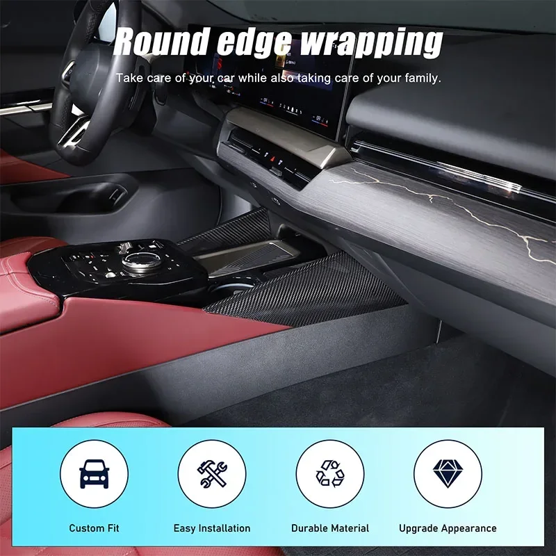 

For BMW 5 Series G60 2024 Real Carbon Fiber Car Center Console Side Panel Cover Trim Sticker Interior Car Accessories