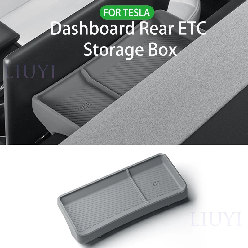 

For Tesla Model Y Highland, behind the central control screen, ETC storage box, silicone storage, Car interior Accessories