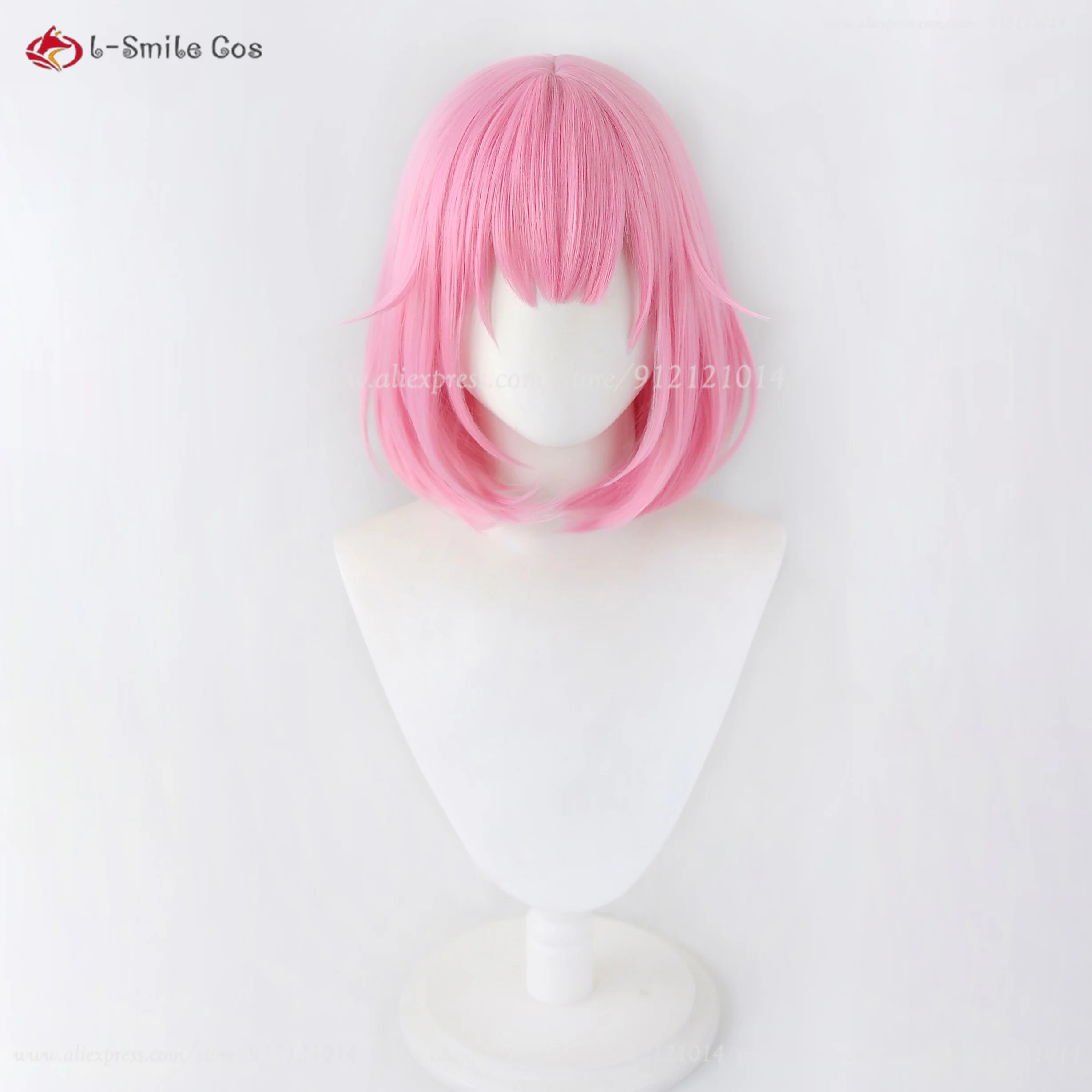 Ootori Emu Peluca de Cosplay para mujer, cuero cabelludo corto, rosa, Anime, pelo sintético resistente al calor, fiesta de Halloween, gorro, 34cm