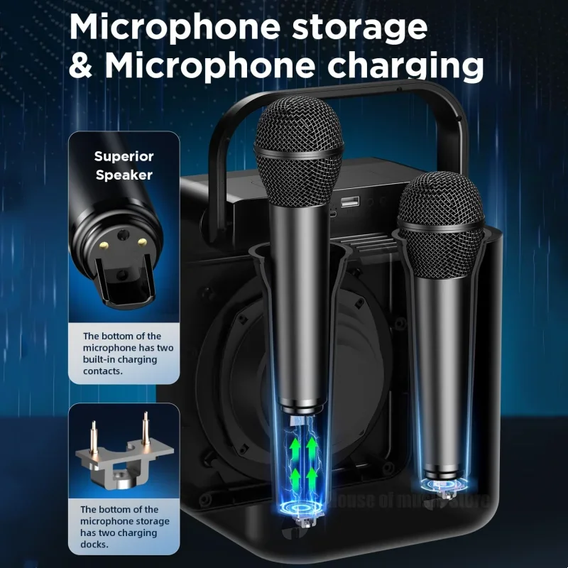 Máquina de Karaoke inalámbrica, Altavoz Bluetooth con micrófono, para el hogar, al aire libre, portátil, teléfono móvil, Coro de entretenimiento, caja de sonido