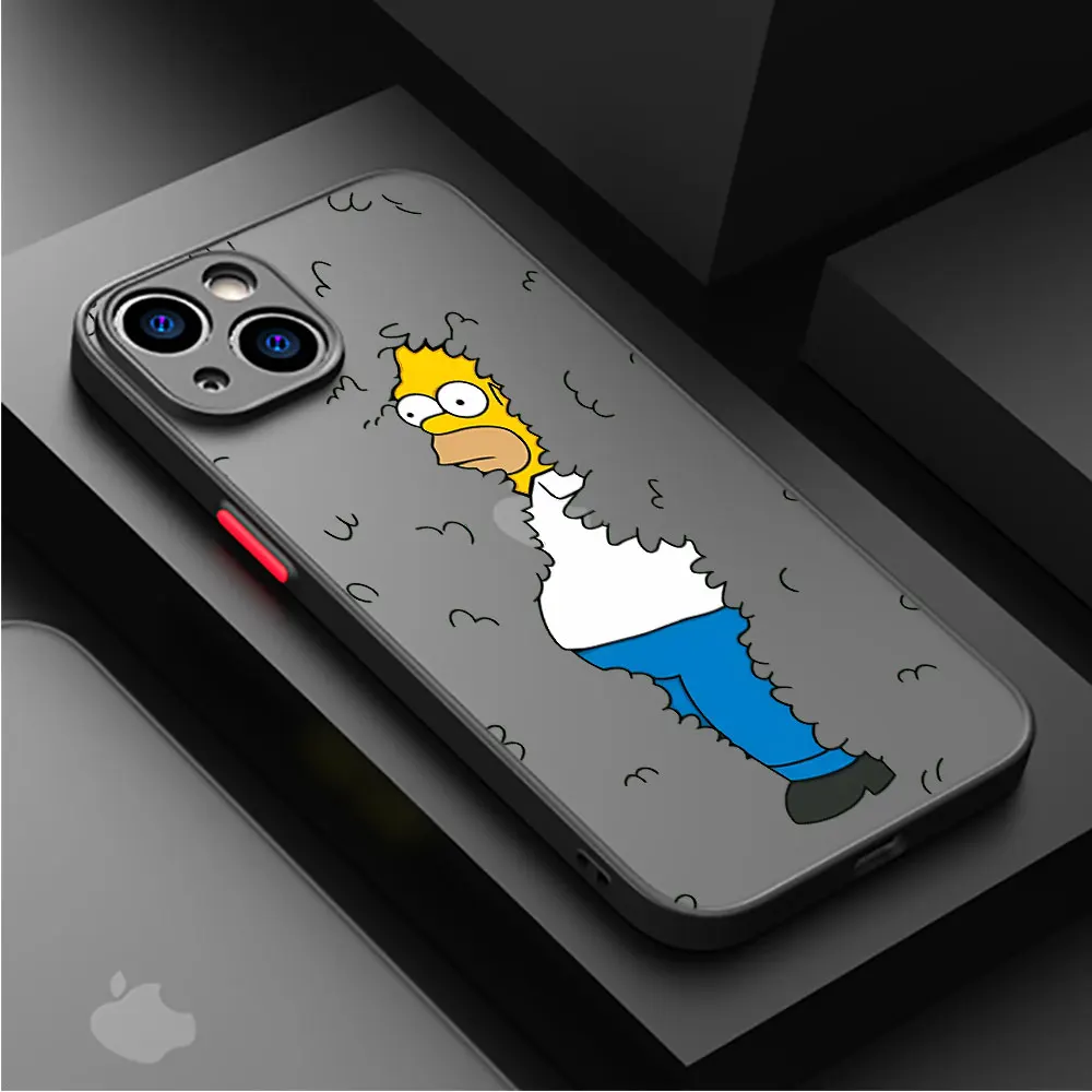 Funda mate para Apple iPhone, protector de teléfono con diseño de Homer Jay Los Simpsons, 11 SE, 14, XS, 15 Plus, 7, XR, 6S, 13, 14 Pro Max, 8, 12