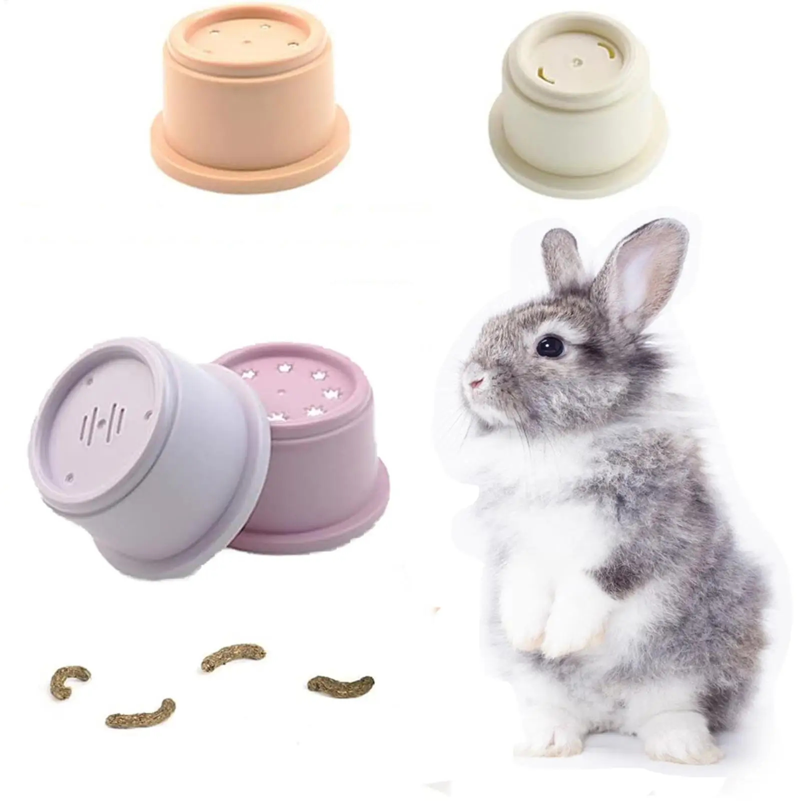 8 Uds. De tazas apilables de conejos multicolores, animales pequeños, juguetes anidados de plástico reutilizables para conejitos, hámster, Chinchillas, conejillos de indias