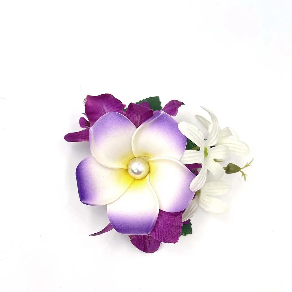 إكسسوارات الشعر النسائية البيض الحلو زهرة الجانب كليب التايلاندية نمط القماش فرانجيبان مشبك شعر سبيكة اللؤلؤ الفتيات دبوس الشعر الصيف