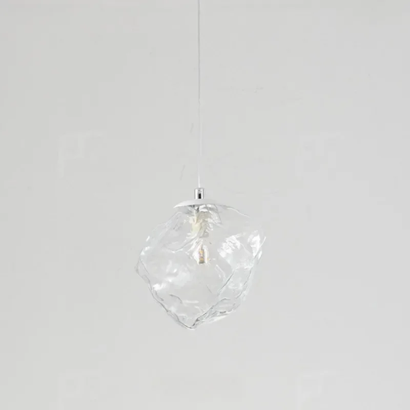 GEFENSI 2024 New Creative Glass Long Line Atmosphere Small Chandelier Exquisite High Transmittance Bedside Lamp Ice Cube Ceiling