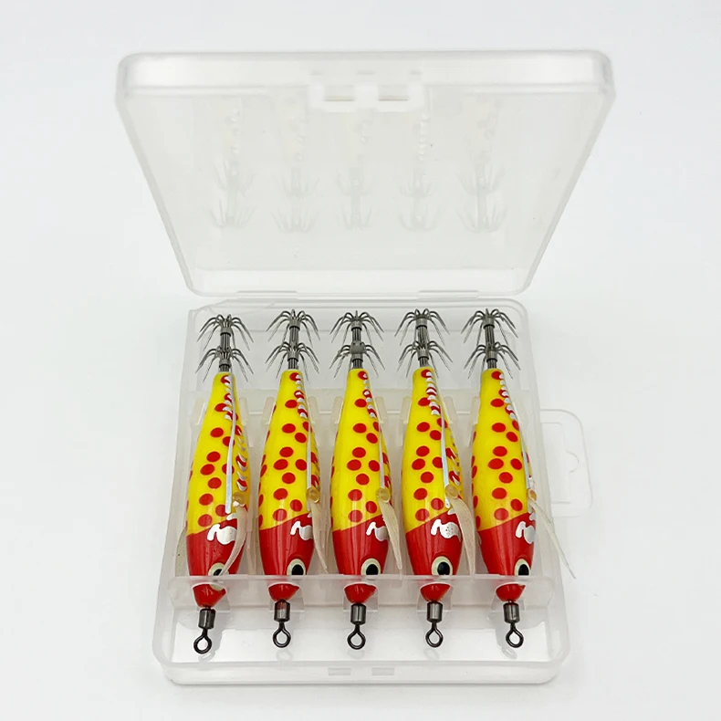ShareShark 5 Stück/Box 8CM/5.3G Garnelenköder mit Tintenfisch-Jighaken, Drehgelenk, Leuchtend, Realistisch, Bionischer Kunstköder – Detail 7
